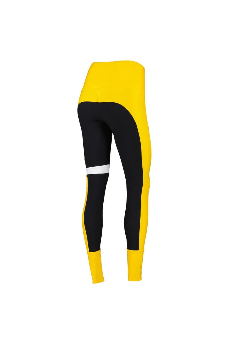 Women's KIYA TOMLIN Black/Gold Pittsburgh Steelers Colorblock Tri-Blend Leggings, Alternate, color, Black