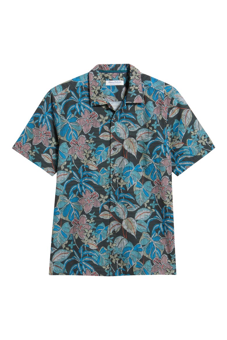 Bahama Coast Midnight Fuego Floral IslandZone® Short Sleeve Button-Up Shirt, Alternate, color, DK GREY