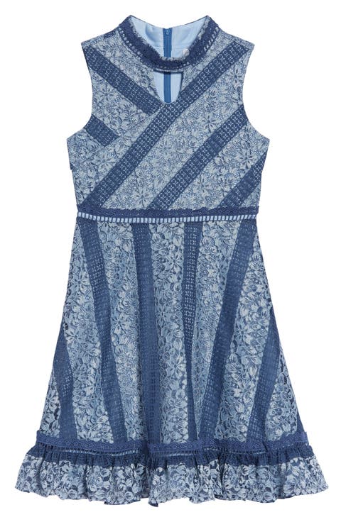 Mock Neck Lace Dress (Big Girl)