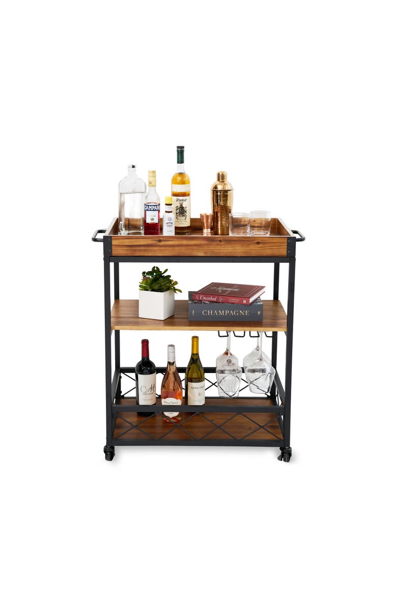 TWINE Modern Manor Bar Cart, Alternate, color, Brown