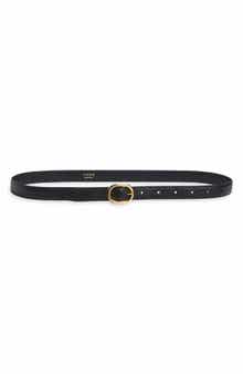 Stitched Lizard Embossed Glazed Leather Belt