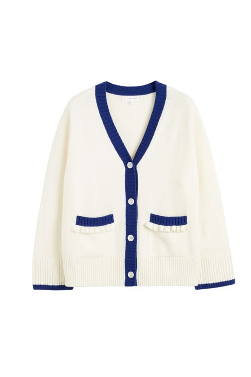 Chinti & Parker Nautical Cardigan In Cream/admiral Blue