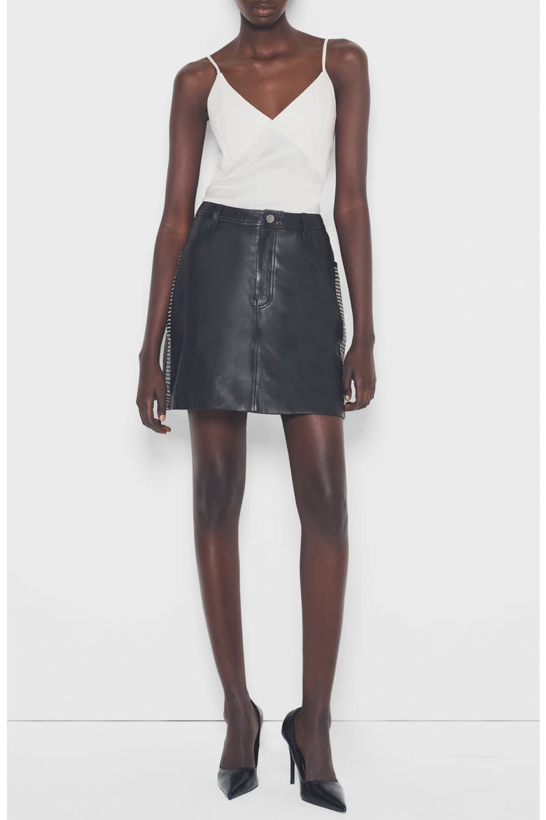 Ryder Upcycled Leather Skirt, Main, color, Black