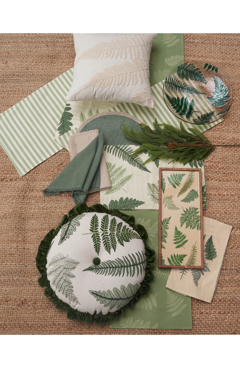 C&F Home Fern Leaves Stripes Embroidered Woven Throw Pillow, 12" x 24", Alternate, color, Green