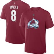 FANATICS Men's Fanatics Cale Makar Burgundy Colorado Avalanche Authentic Stack Name & Number T-Shirt