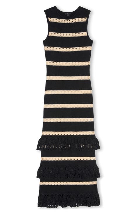 Ana Stripe Cotton Blend Knit Midi Dress