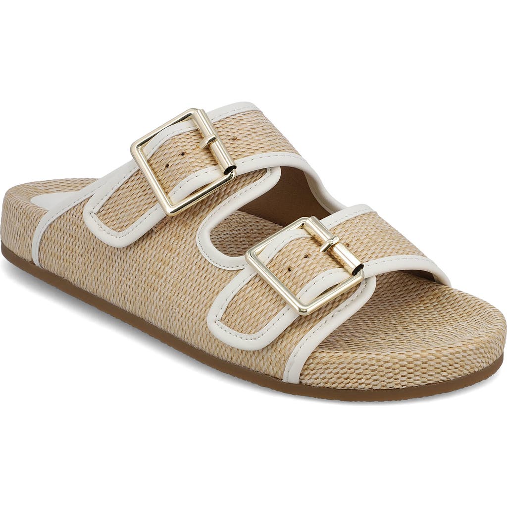 Mia Women's Gazell Double Buckle Slip-on Slide Sandals In Natural/white