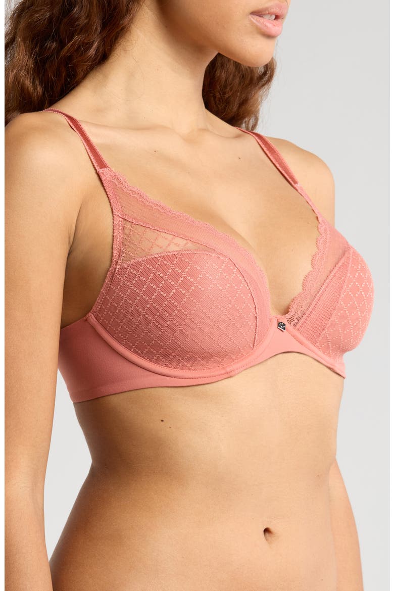 Norah Chic Underwire Plunge Bra, Alternate, color, ROSE CANYON