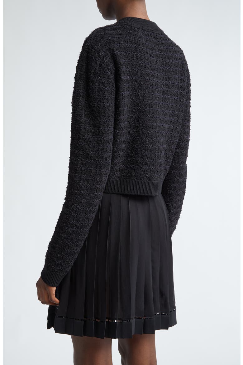 Wool Blend College Tweed Cardigan, Alternate, color, BLACK