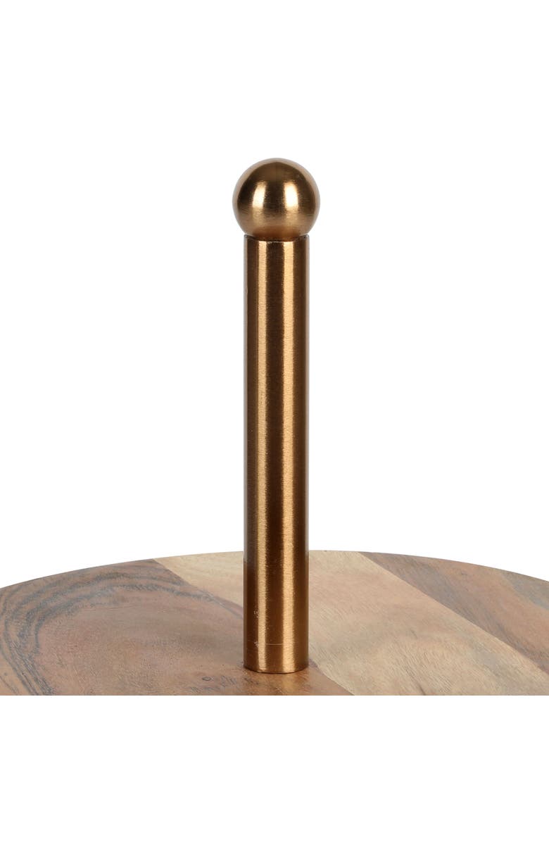 Laurie Gates California Designs Marble and Acacia Wood 2 Tier Server, Alternate, color, Grey And Brown