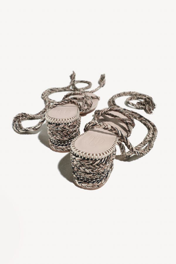 Amambaih Isabel Strappy Cotton Sandals, Alternate, color, Sand