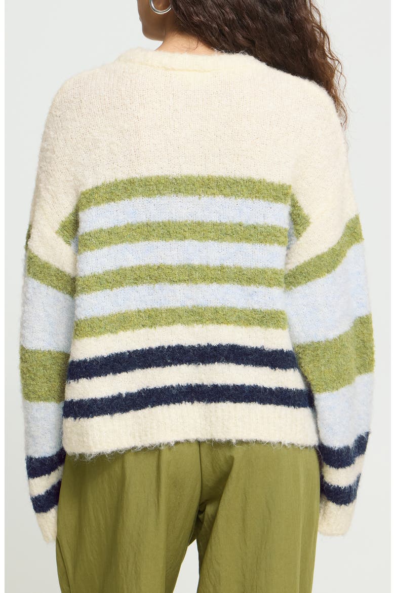 Striped Crewneck Sweater, Alternate, color, BIRCH BLUE