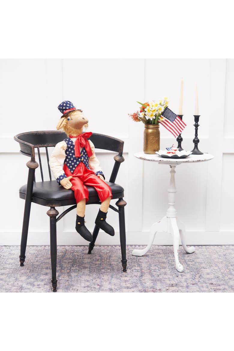 Patriotic Gordon  Sheep w/ Stars & Stripes Vest Decorative Figurine, Alternate, color, Red