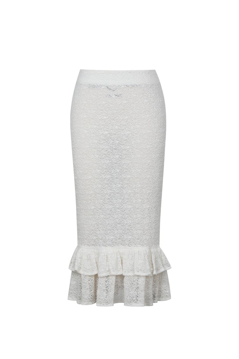 Urvi Crochet Ruffle Midi Skirt, Alternate, color, White
