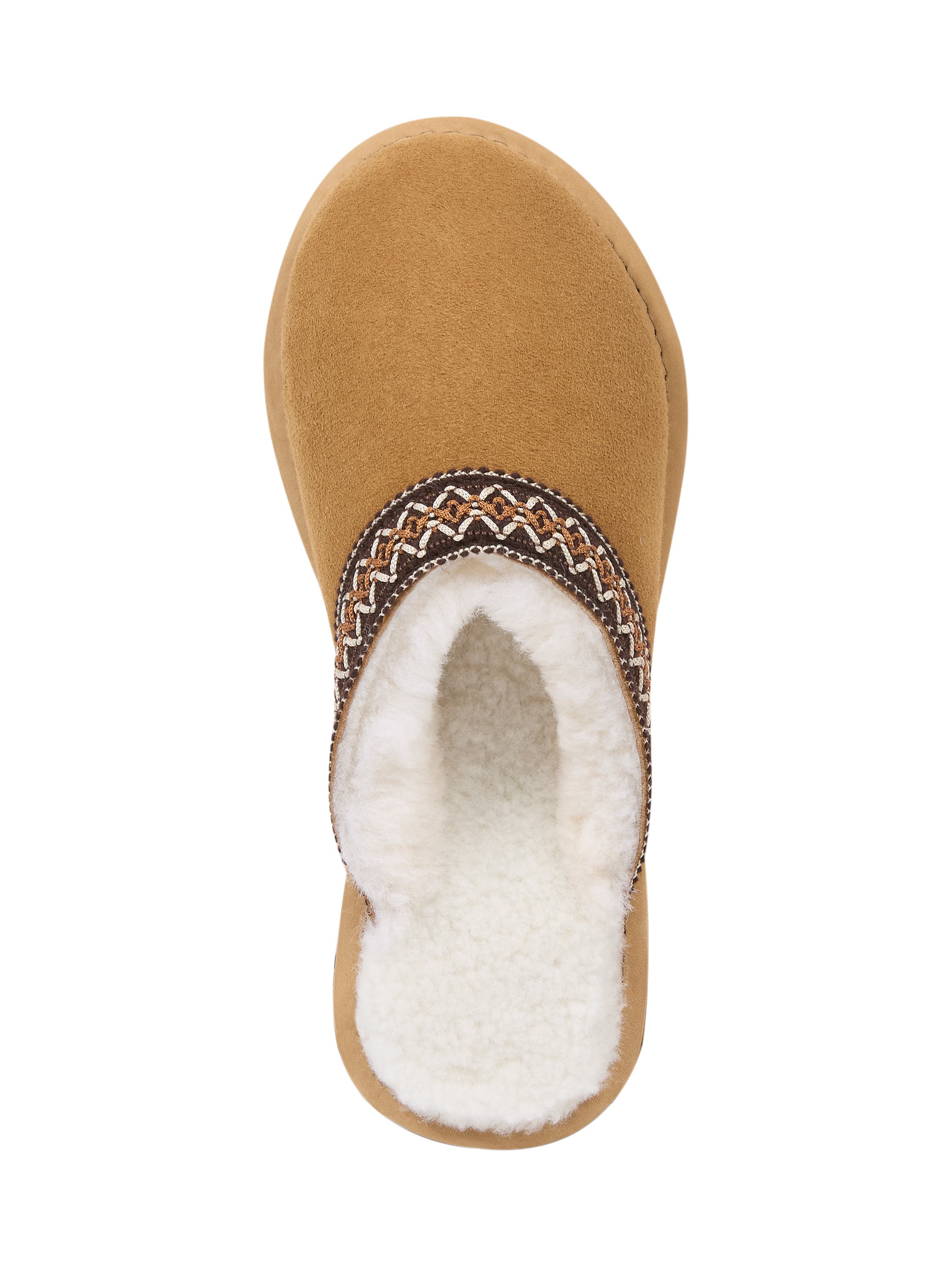 Braid Trim Shearling Slippers - image 2