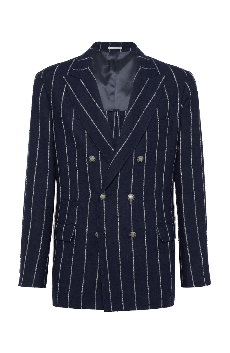 Brunello Cucinelli Chalk stripe deconstructed blazer, Main, color,