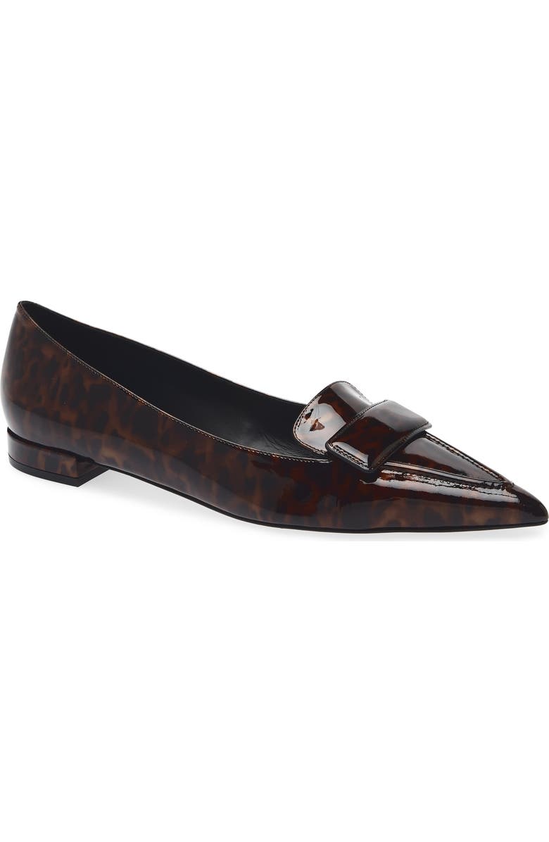 Stuart Weitzman Sovinnie Patent Loafer Flat, Main, color, Dark Brown