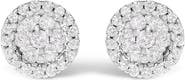 Haus of Brilliance 14K White Gold 1/2 Ct BrilliantDiamond Halo-Style Cluster Button Stud Earrings