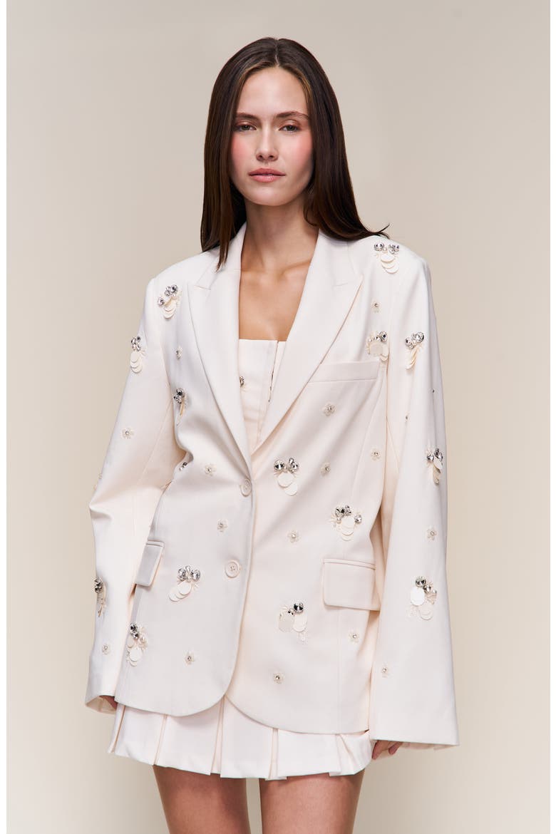 Embellished Oversized Blazer, Alternate, color, Ivory
