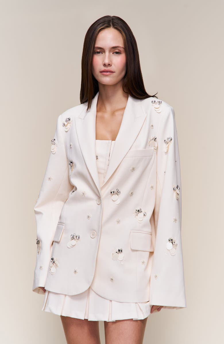 Guizio Embellished Oversized Blazer, Alternate, color, Ivory