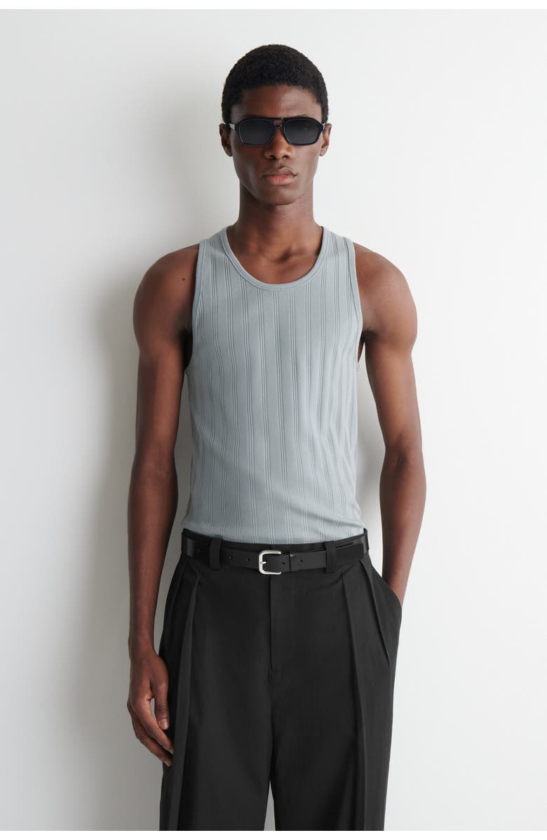 COS Slim-fit Wide-rib Cotton Tank Top, Main, color, Gray