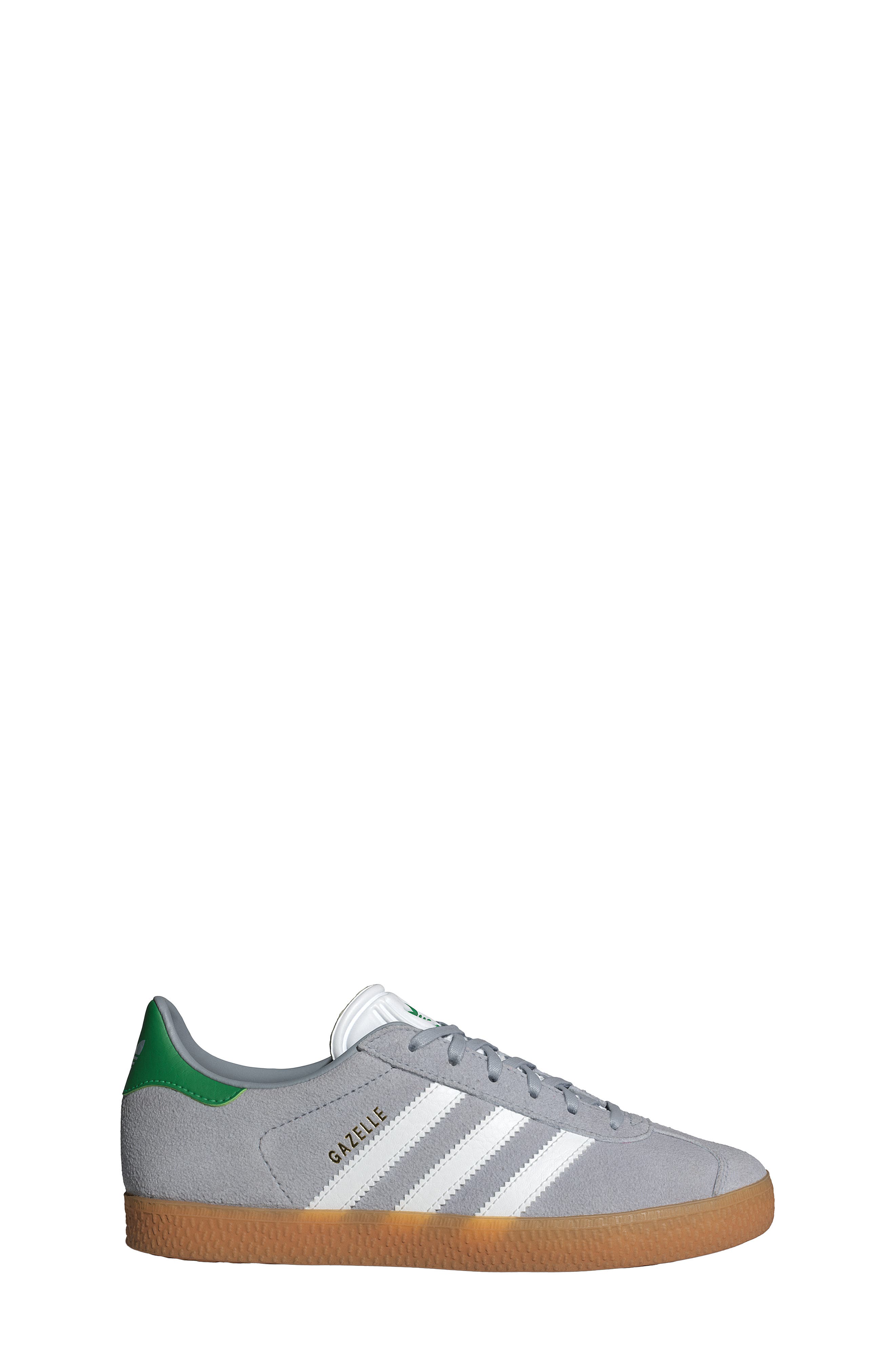 adidas Kids
 Gazelle Low Top Sneaker, Alternate, color, Halo Silver/ White/ Green