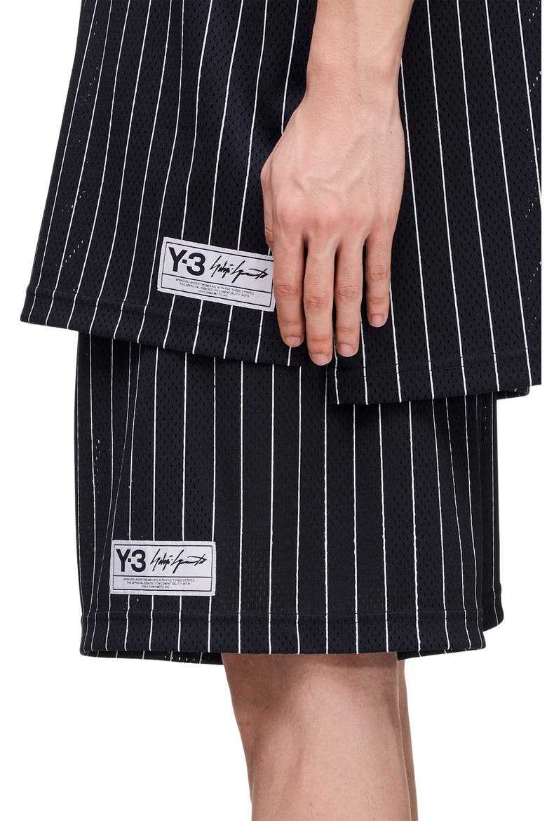 Mesh Pinstripe Shorts, Alternate, color, BLACK