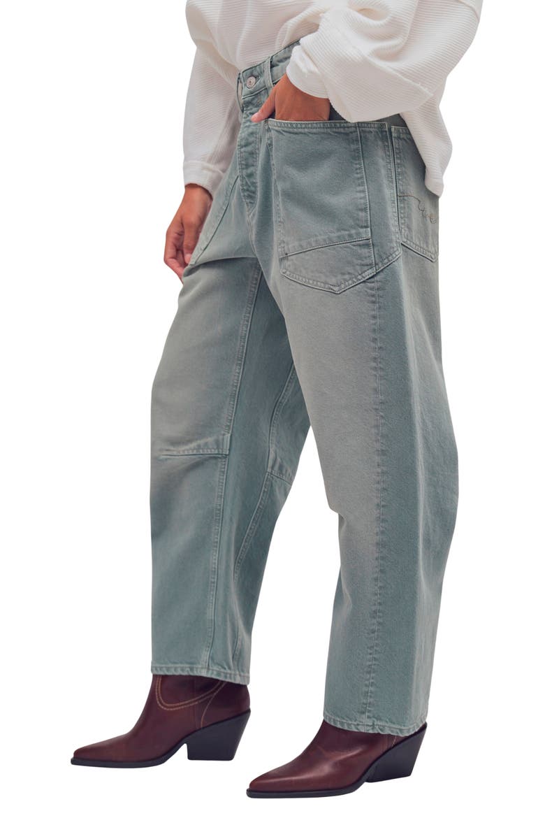 We The Free Minimalist Moxie Barrel Jeans, Alternate, color, ALOE