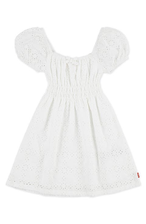 Floral Eyelet Puff Sleeve Dress (Toddler)