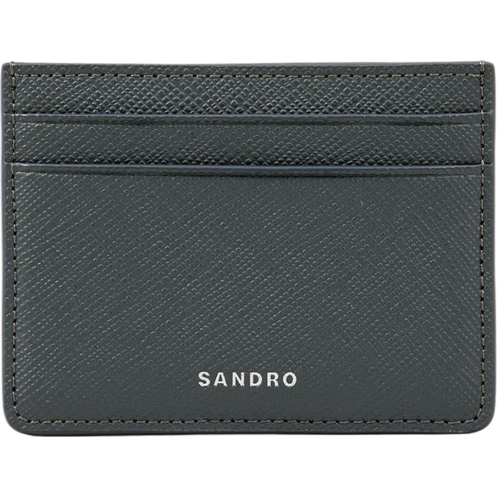 Sandro Reconstituted Leather Cardholder In Gray