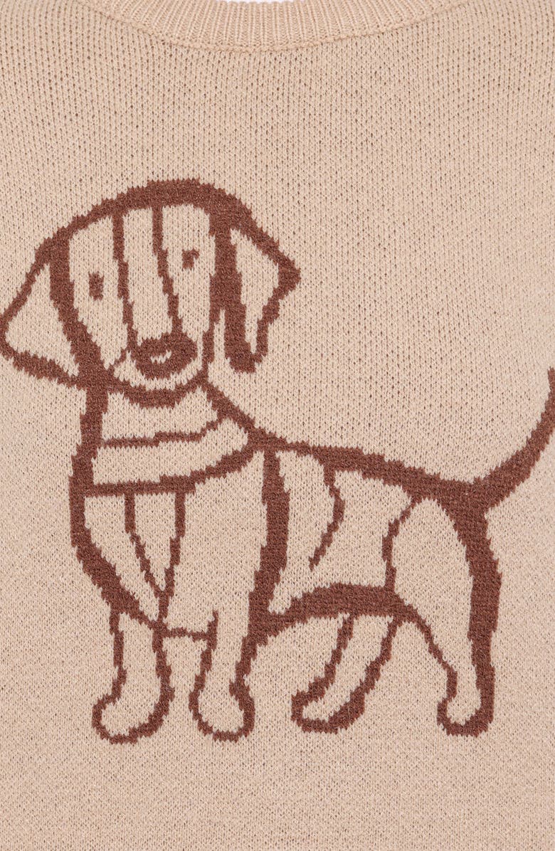 Petal & Pup Amber Dachshund Crewneck Sweater, Alternate, color, Beige