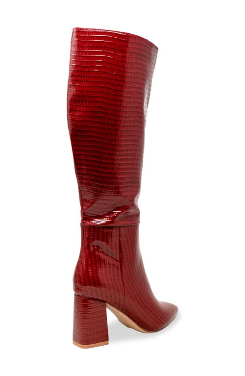 Chase & Chloe Chase And Chloe Croc Embossed Knee High Boot In Red