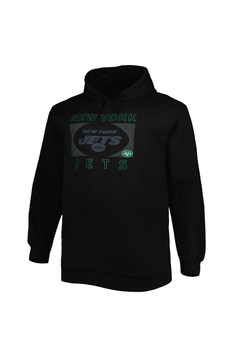 FANATICS Men's Fanatics Branded Black New York Jets Big & Tall Pop of Color Pullover Hoodie, Alternate, color,