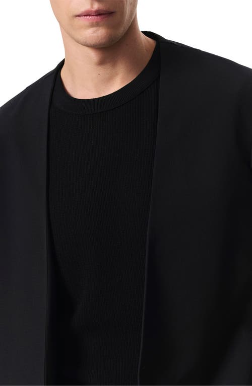 Rag & Bone Slim Fit Collarless Black Wool Blend Ripstop Sport Coat In Black