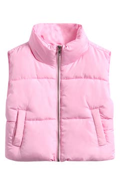 Toddler Girls Puffer Vest - Lightweight Winter Sleeveless Jacket With High Neck