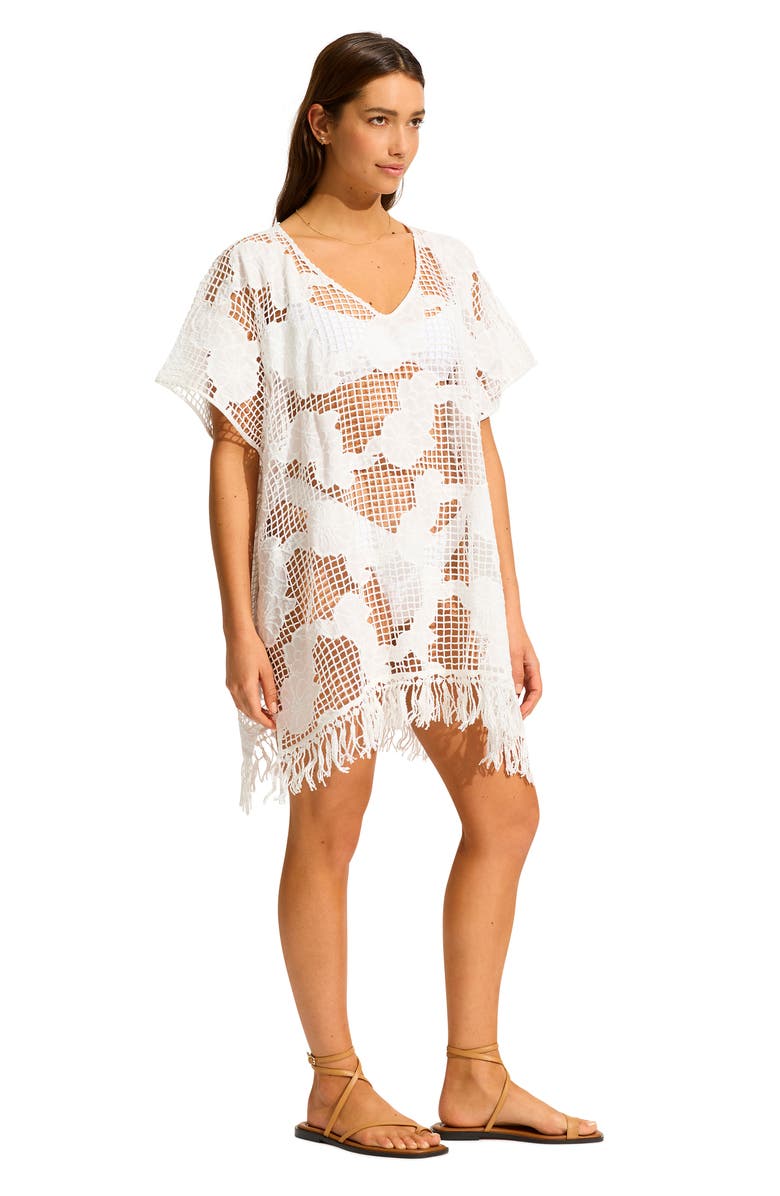 Seafolly Sheer Mesh Cover-Up Caftan, Alternate, color, 