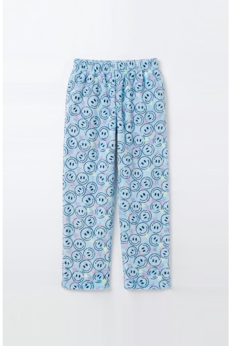 Plush Blue Smiley loungewear pant, Main, color, Blue Smiley Print