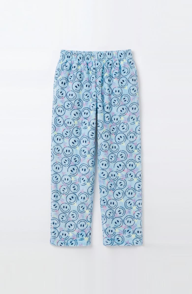 Preppy Goose Plush Blue Smiley loungewear pant, Main, color, Blue Smiley Print