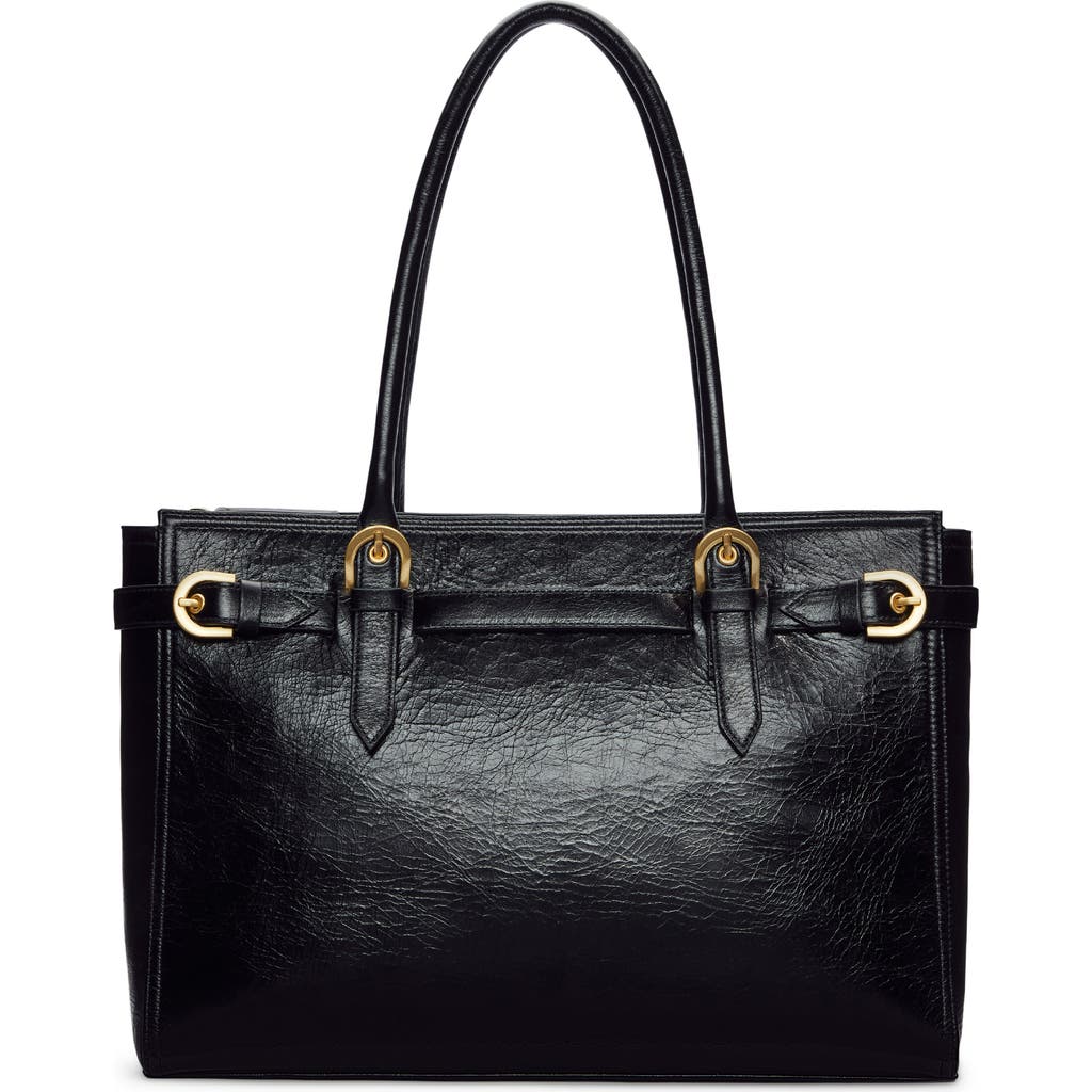 Reformation Beatrice Leather Tote In Black Leather