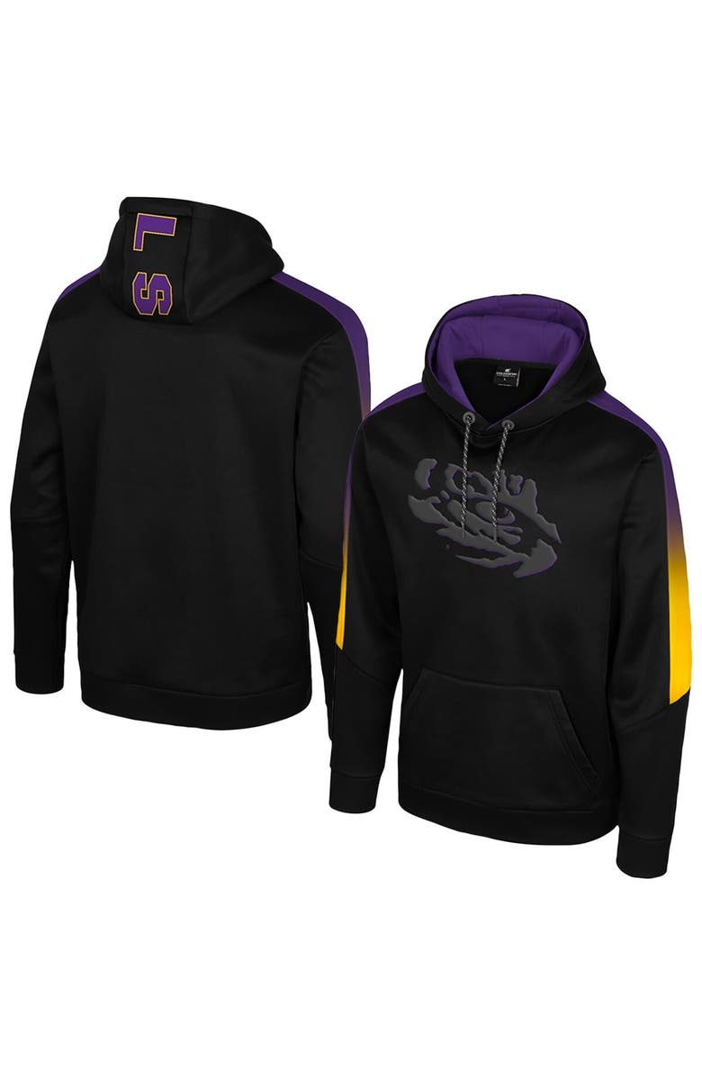 COLOSSEUM Men's Colosseum Black LSU Tigers The Gang Blackout Hoodie, Main, color, 