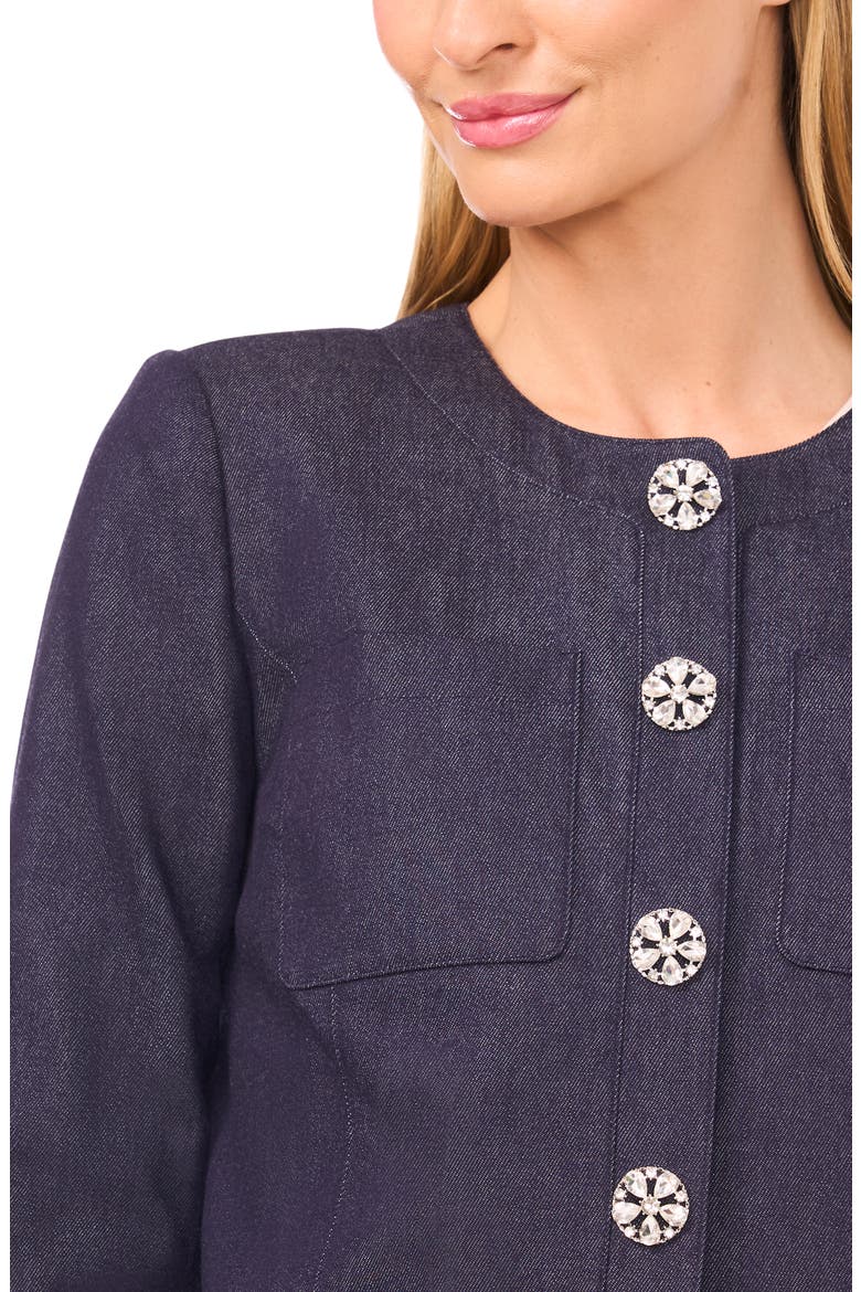 Rhinestone Snap Cotton Blend Jacket, Alternate, color, CLASSIC NAVY