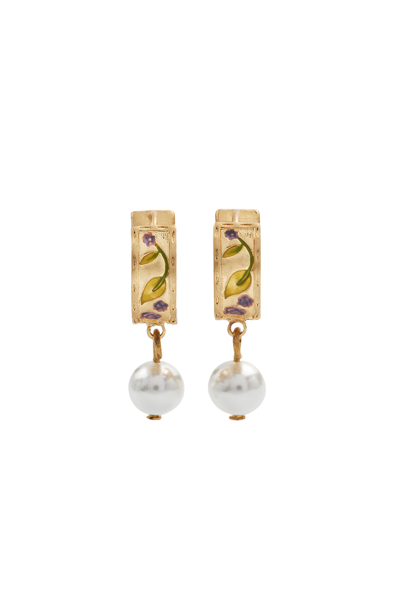 Blackberry Bramble Pearl Drop Gold Huggie Earrings, Alternate, color, Gold