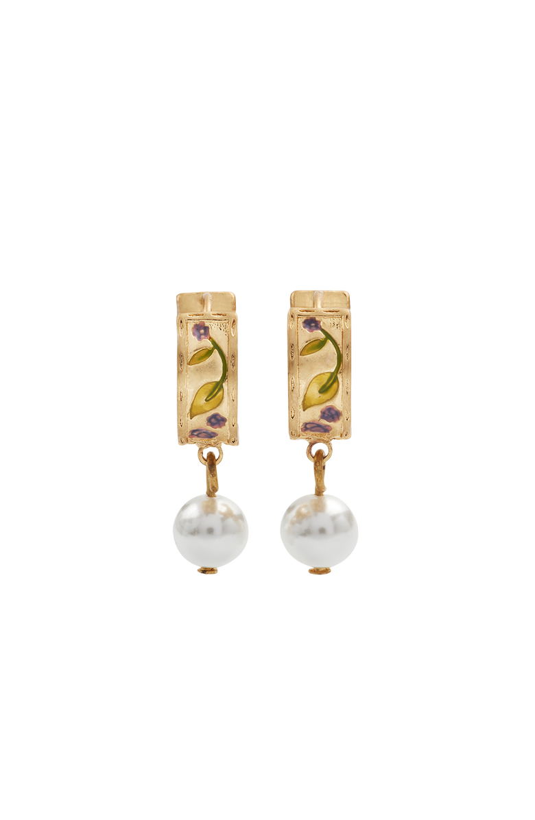 Fable England Blackberry Bramble Pearl Drop Gold Huggie Earrings, Alternate, color, Gold