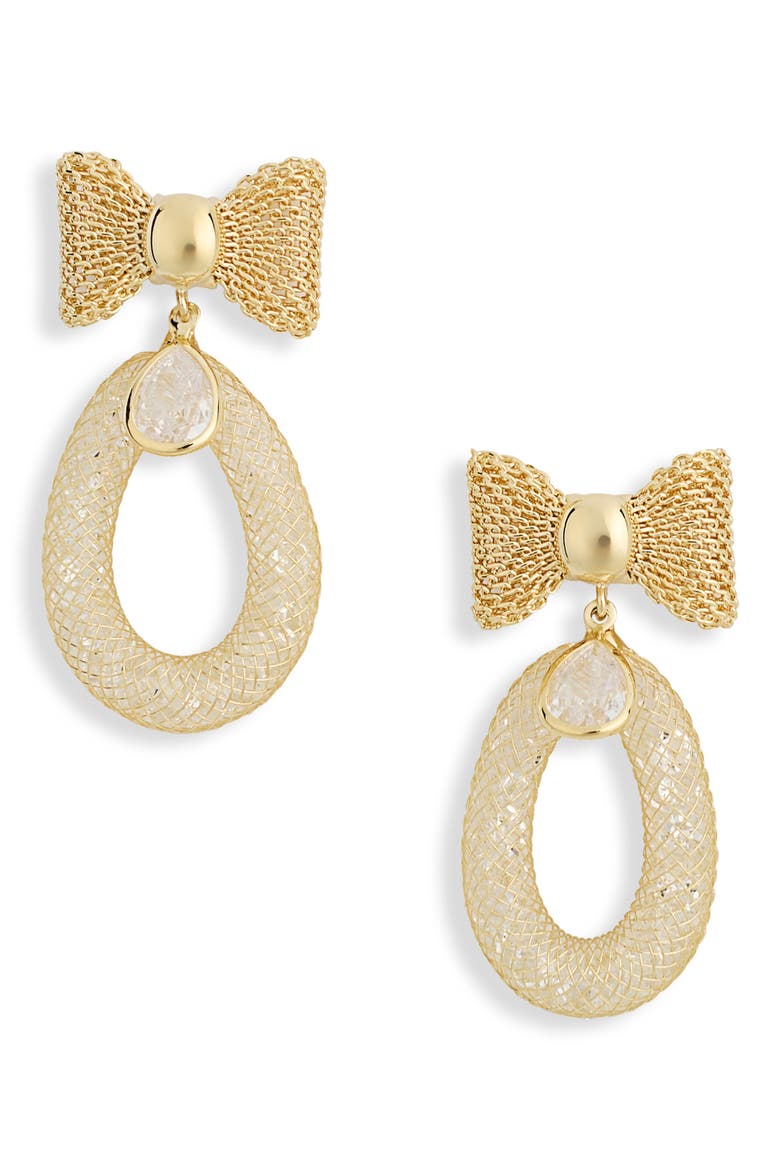 Darina Bow Earrings, Main, color, GOLD