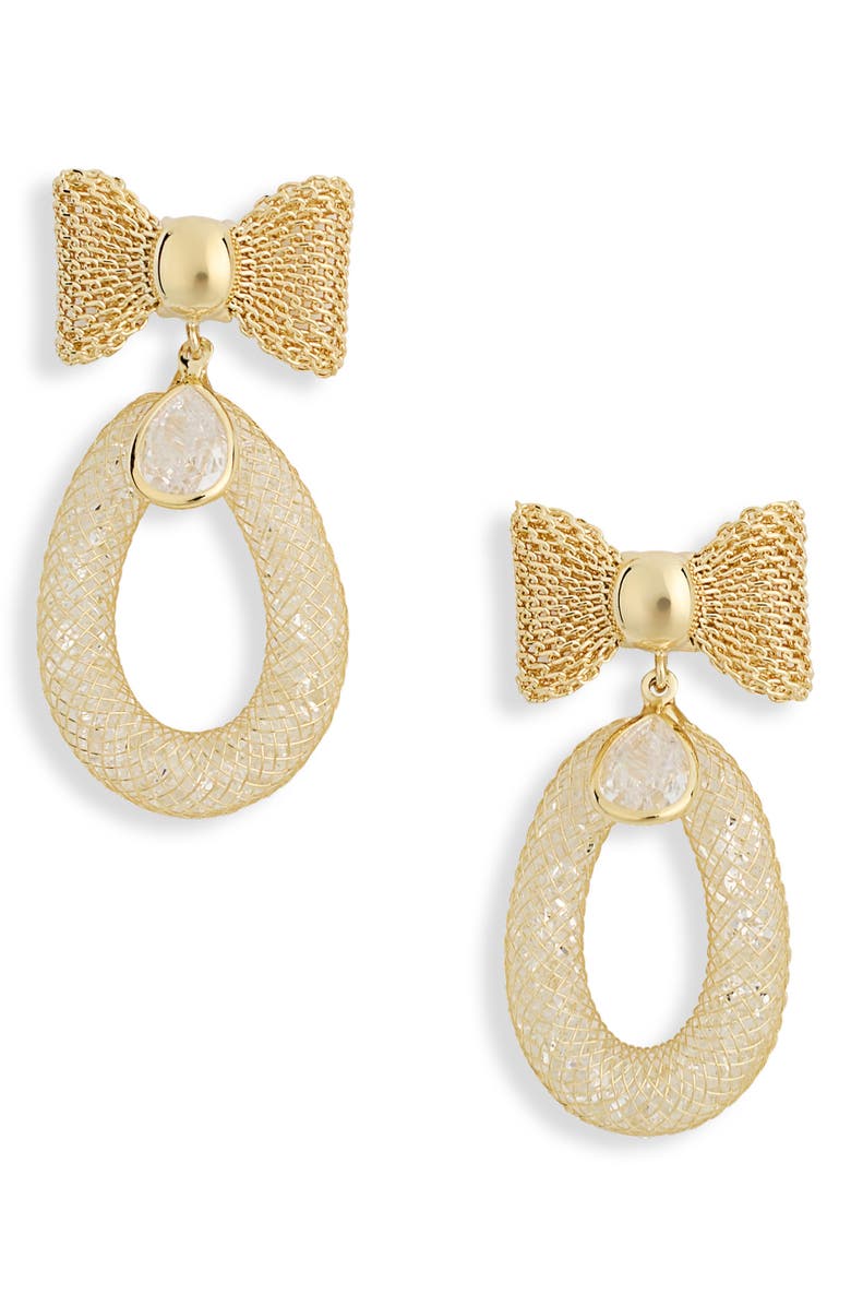 EYE CANDY LOS ANGELES Darina Bow Earrings, Main, color, Gold