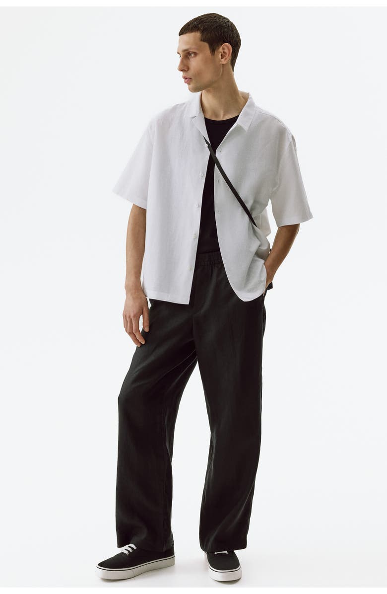 H&M Relaxed Fit Linen-blend Resort Shirt, Alternate, color, White