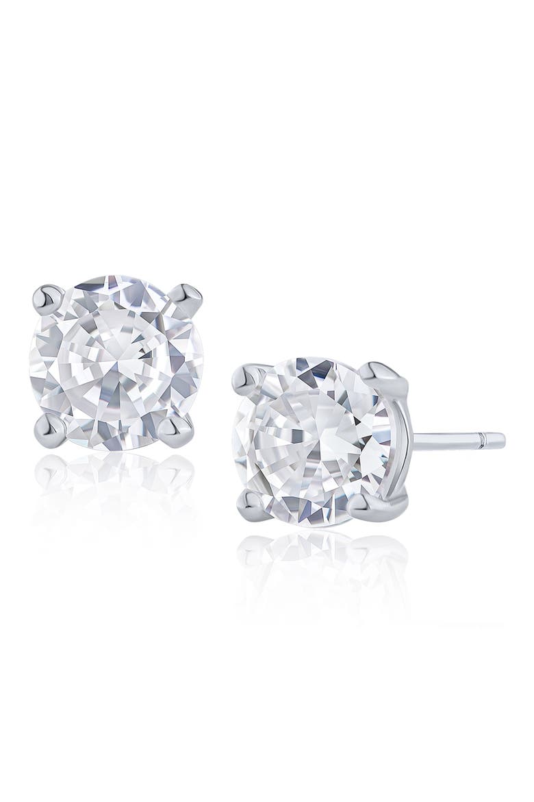 Sterling Silver Round Cubic Zirconia Stud Earrings (Nordstrom Exclusive), Main, color, CLEAR/ SILVER