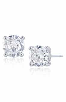 JARDIN Sterling Silver Round Cubic Zirconia Stud Earrings