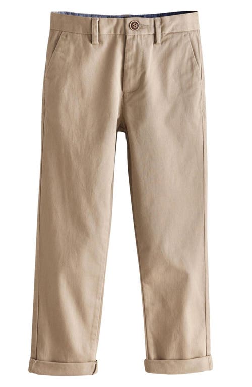 Next Kids' Regular Core Flat Front Stretch Cotton Chinos In Neutral