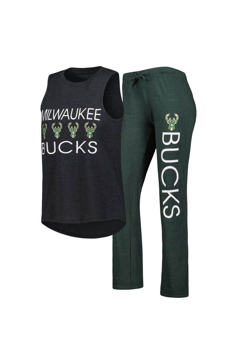 CONCEPTS SPORT Women's Concepts Sport Hunter Green/Black Milwaukee Bucks Team Tank Top & Pants Sleep Set, Main, color, Hunter Green